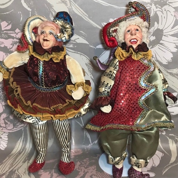 Wayne Kleski Vintage Decorative Mardi Gras Jester Dolls Retired - Picture 1 of 9